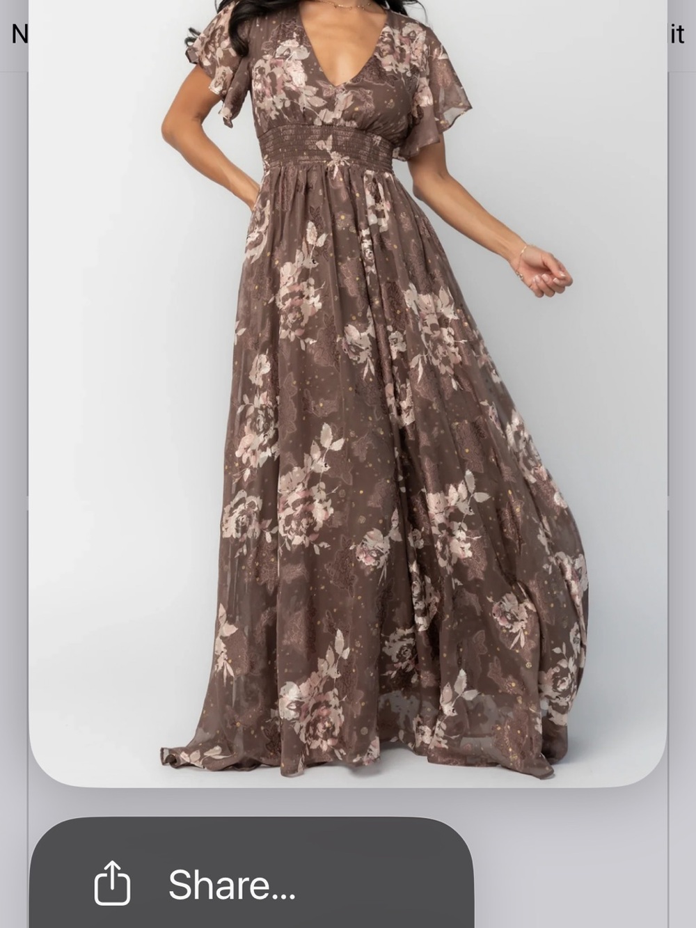 Baltic Born Brown Floral Maxi Dress with V-Neck